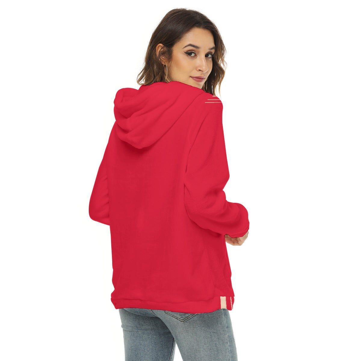 Red WALAMERCH Women's Half-Zip Fleece Hoodie