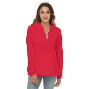 Red Walamerch Women's Borg Fleece Hoodie With Half Zip