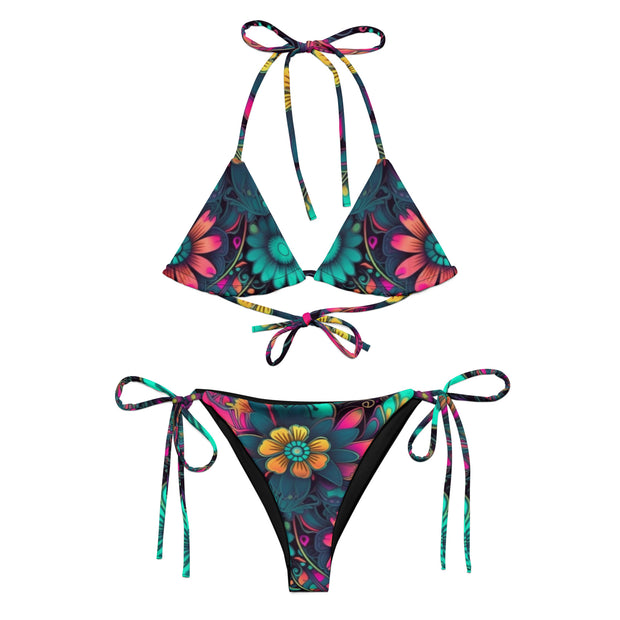 Neon Flowers string bikini