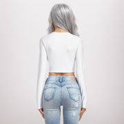 White Ethereal Love Struck Sweater" Crop Top T-Shirt