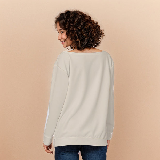 "Empowerment Line Cream Sweater: Celebrate Strength and Self-Love"