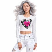 White Ethereal Love Struck Sweater" Crop Top T-Shirt