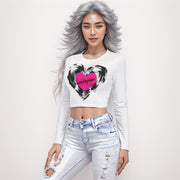 White Ethereal Love Struck Sweater" Crop Top T-Shirt