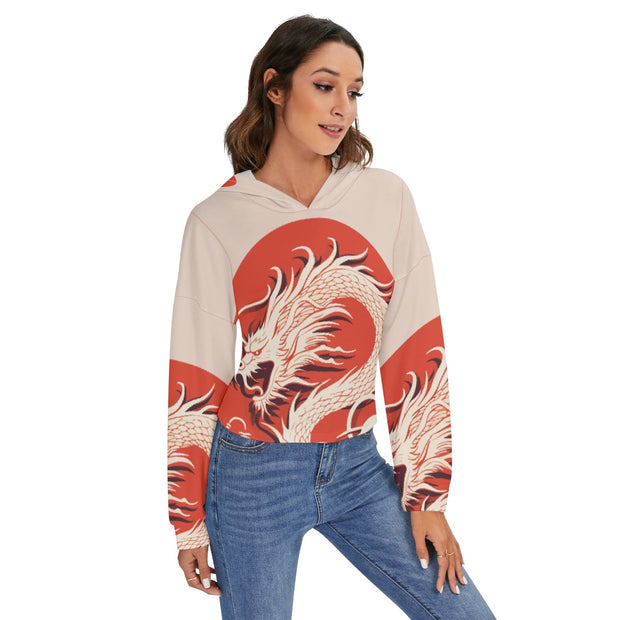 The Dragon Women's Drop-shoulder Backless Hoodie With String