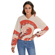 The Dragon Women's Drop-shoulder Backless Hoodie With String