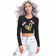 "Heartfelt Elegance Black Crop Top"