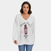 "Aphrodite Potions Love Potion V-Neck Sweater: Embrace Enchanting Style White"