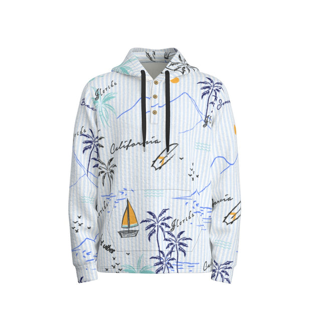 All-Over Print Men's Half  Button Hoodie